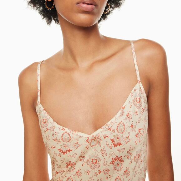 ARITZIA Wilfred Only Satin Slip Mini Dress Ivory Red Small S - Picture 2 of 12